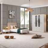 Vita Bohem Genç Odası - 4 Kapaklı Dolap, Karyola, Komodin