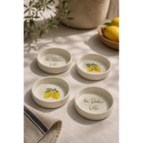 Vita Limon 4 Parça 13 Cm Seramik Çerezlik & Sosluk Kase Kahvaltılık Sunumluk Beyaz