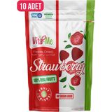 Vita-Me Freeze Dried Strawberry 15 gr Dondurularak Kurutulmuş Çıtır Çilek Atıştırmalık 10 Adet