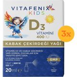 Vitafenix Çocuklar İçin Vitamin D3 400 IU 20 ml Sprey - 3 Adet (Toplam 60 ml) - Dezenfektan Hediyeli (%72 Alkol)
