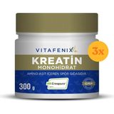 Vitafenix Mikronize Kreatin Monohidrat 300 gr - 3 Adet (Toplam 900 gr) - Dezenfektan Hediyeli (%72 Alkol)