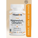 Vital Magnezyum Kompleks 4'lü Form: Bisglisinat, Malat, Taurat, Sitrat | B6 Vitamini | 60 Tablet