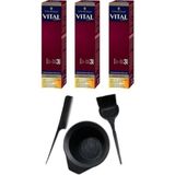 Vital Schwarzkopf Saç Boyası 1-1 Gece Siyahı X 3 Adet + Saç Boyama Seti