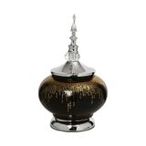 Vitale 30 cm AK.JE0020 Amber Silver Kapaklı Vazo