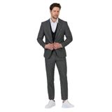 Vitale Erkek Koyu Gri Poliviskon Kumaşlı Ceket+Pantolon+Yelekli Slim Fit Takim Elbise Koyu Gri 58/6