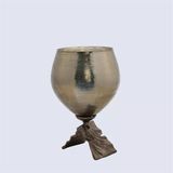 Vitale Sepıa Cam Metal vazo 28*28 cm