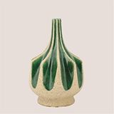 Vitale Seramik Yeşil Krem Summer Vazo 21*21*31 Cm Renksiz