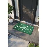 VİTALİHOME Charm Yeşil Beyaz Hello Paspas Dış Kapı Paspası Kıl Kapı Önü Paspası 2007