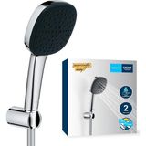 Vitalio Comfort 110 El Duşu Seti, 110MM Kare 2 Akışlı El Duşu, Duş Başlığı Tutucu, 1750MM - Çok Renkli