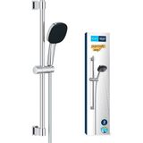 Vitalio Comfort 110 Sürgülü Duş Seti, 110MM Kare 2 Akışlı El Duşu, 600MM Sürgülü Ray, 175