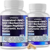 Vitamax Resveratrol + N.c + Nad + Berberine + Collegen Peptides + Hyaluronic Acid + Biy/otin 21 In 1 - 60 Kapsül - Ithal - Aromasız