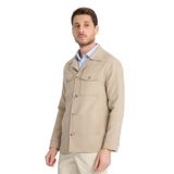 Vitanes Erkek Bej Overshirt Esneyen Kumaş Baharlık Trenç Ceket-Mont Bej 52