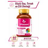 VİTASENT Keratin Biotin 60 Tablet – Hızlı Etkili Saç ve Tırnak Güçlendirici Takviye Desteği B7 Vitamini