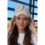 Vitastyle BEYAZ RENK KEDİ FİGÜRLÜ PELUŞ UYKU BANDI