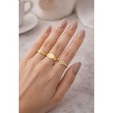 Vitastyle GOLD RENK 3'LÜ KOMBİN VİNTAGE SOYUT TASARIM AYARLANABİLİR YÜZÜK