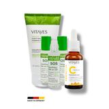 Vıtayes Sivilcelere Karşı Doğal Çay Ağacı Özlü Cilt Serumu Yüz Temizleyici Jel C Vitamini Serum Bakım Seti
