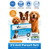 Vitexpert 2'li Set Köpek İç Dış Anti Parazit Tüm Kediler İçin Bitkisel 2 Damla Ve 2 Tablet Paketi