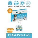 Vitexpert 2'li Set Köpek İç Dış Anti Parazit Tüm Köpekler İçin Bitkisel 5 Damla ve 2 Tablet Paketi
