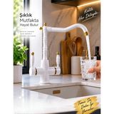 VİTKARSU ARMATÜR Rustik Model Arıtma Çıkışlı - ( 3 yollu ) Mutfak Eviye Bataryası - Beyaz