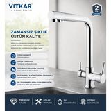 VİTKARSU ARMATÜR VİTKARSU Oval Lüks 3 Yollu Arıtma Çıkışlı Mix Aç-Kapa Mutfak Evye Bataryası - Krom
