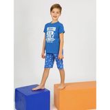 Vitmo Erkek Çocuk Kısa Kollu Kapri %100 Pamuklu Rock Star Pijama Takımı Indigo - 14 - 15 Yaş - İndigo
