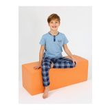 vitmo Erkek Çocuk Kısa Kollu%100 Pamuklu Düğme Detaylı Cool Boy Pijama Takımı Mavi 2-3 Yaş