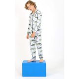 vitmo Erkek Çocuk Pijama Takımı Düğmeli Tropikal Desen Uzun Kollu gri 8 Yaş