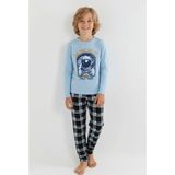 Vitmo Erkek Çocuk Uzun Kollu %100 Pamuklu Pijama Takımı Astro Pilot - Mavi