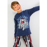 Vitmo Erkek Çocuk Uzun Kollu Pamuklu Pijama Takımı Deep Space Indigo - 9 - 10 Yaş