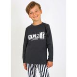Vitmo Erkek Çocuk Uzun Kollu Pamuklu Pijama Takımı Explore Antrasit - 4 - 5 Yaş