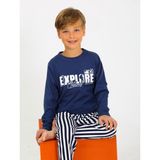 Vitmo Erkek Çocuk Uzun Kollu Pamuklu Pijama Takımı Explore Indigo - 1 - 2 Yaş