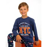 vitmo Erkek Çocuk Uzun Kollu%100 Pamuklu Pijama Takımı West Coast İndigo 5-6 Yaş