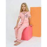 Vitmo Kız Çocuk Kısa Kollu %100 Pamuklu Düğmeli Pijama Takımı Princess Pembe - 8 - 9 Yaş