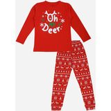Vitmo Kız / Erkek Bebek Uzun Kollu Yılbaşı Temalı Pamuklu Pijama Takımı - 3 - 4 Yaş - Kırmızı