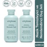 Vitolisse Duş Jeli Ikili Ekonomik Paket 2X300ML - Nazik Temizleyici Nemlendirici Dermatoloji Onaylı Vegan (%2 Organik Zeytinyağı)