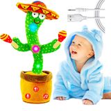 Vitosup Dans eden konuşan kaktüs bebek oyuncağı, ses şiddeti ayarlanabilir, şarkı söyleyen taklit edici, etkileşimli pelüş bebek oyuncağı/erkek ve kız çocukları için hediye (kaktüs davul aküsü)