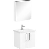 VitrA 72161 Root Flat Banyo Dolabı Seti, Lavabo Bataryası ve Ara Musluk Dahil, 60 cm, LED Aydınlatmalı, 2 Kapaklı, Parlak Beyaz