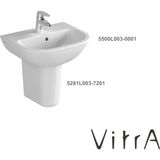 Vitra Beyaz Oval Lavabo 45 cm 5500L003-0001 Tek Armatür Delikli Su Taşma Delikli 5281L003-7201