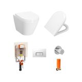 Vitra Integra Kanalsız Asma Klozet (Yanları Kapalı) + Vitra Yavaş Kapak + Vitra Gömme Rezervuar Set - Beyaz