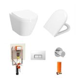 Vitra İntegra Kanalsız Asma Klozet (Yanları Kapalı) + Vitra Yavaş Kapak + Vitra Gömme Rezervuar Set