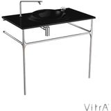 Vitra Istanbul 2 Armatür Delikli Etajerli Lavabo, 100 Cm, Siyah, Vitraclean, Ayaklı