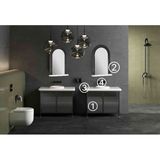 Vitra Liquid Banyo Dolabı Seti 4 Parça -(Banyo Dolabı 66742 + Ayna 66744 + Tezgah 7310B403-1828 + Lavabo 7312B403-0016 - Beyaz - Siyah