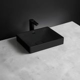 VitrA Metropole Çanak Lavabo Diktörgen,50*40 cm Armatür Deliksiz,su Taşma Delikli,mat SIYAH,6534B083-0673