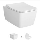 Vitra Metropole Rim-Ex Kanlasız Asma Klozet + Duroplast Slim Yavaş Kapanan Klozet Kapağı Set - Beyaz