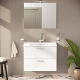 VitrA Mia 75024 Modern Banyo Dolabı Seti Çekmeceli, MDF Malzemeden, Parlak Beyaz, Yavaş Kapanan Kapaklı, 80 cm