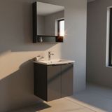 VitrA Miaplus Square 60 cm Lavabo Dolabı Seti,dolaplı Ayna ve Lavabo Dahil,2 Kapaklı 80732 - Parlak Antrasit