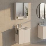 VitrA Miaplus Square 60 cm Lavabo Dolabı,raflı Dolaplı Ayna,2 Kapaklı, Parlak Beyaz