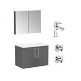 VitrA Ora Banyo Dolabı Set Armatürlü 80 cm Antrasit