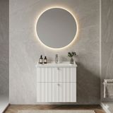 Vitra Root Groove Banyo Dolabı Seti 60 cm Mat Beyaz (69422) + Prime LED Yuvarlak Ayna (67041)
