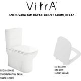Vitra S20 Duvara Tam Dayalı Klozet 5512L003-0092 Stoperli Kapağı İle Beyaz Kanalsız Tasarım